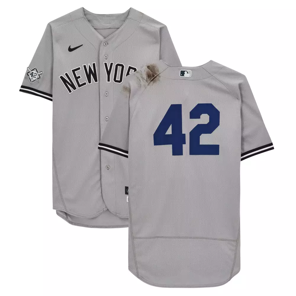 Custom Aaron hicks new york yankees fanatics game used 42 gray jackie robinson day jersey vs baltimore orioles on april 15 2022