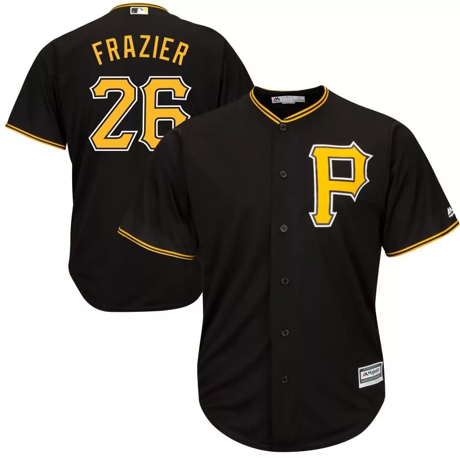 Personalized Adam frazier pittsburgh pirates majestic alternate cool base player jersey black