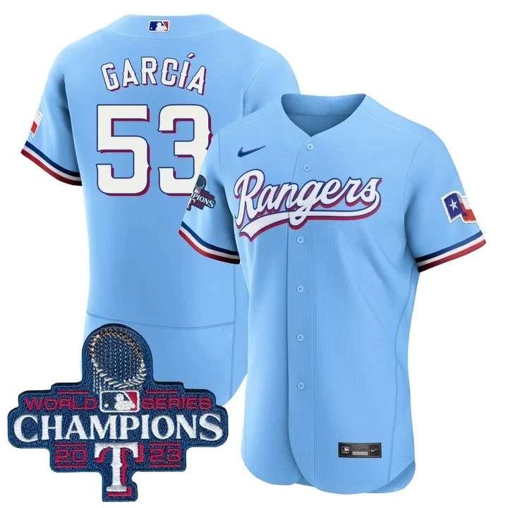 Personalized Adolis garcia texas rangers world series champions powder blue jersey 2023 all stitched
