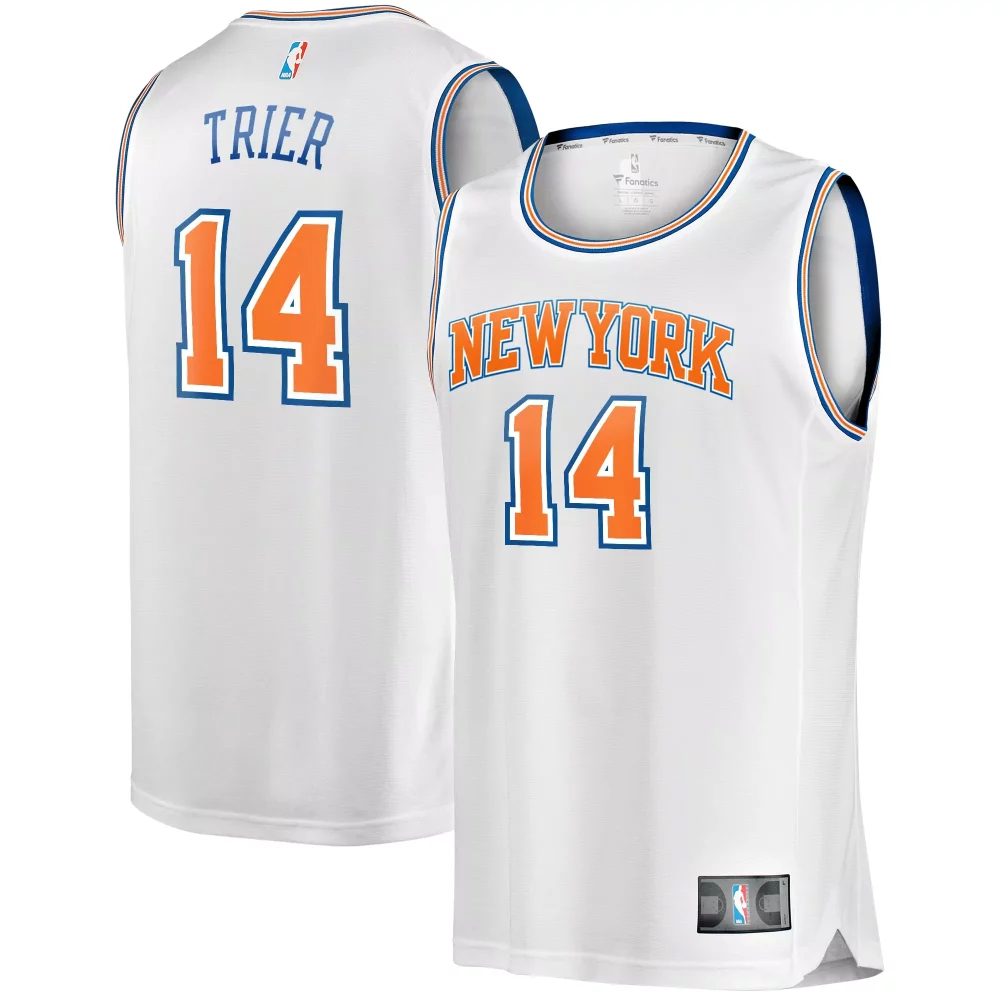 Custom Allonzo trier new york knicks fanatics ed youth fast break player jersey statement edition white