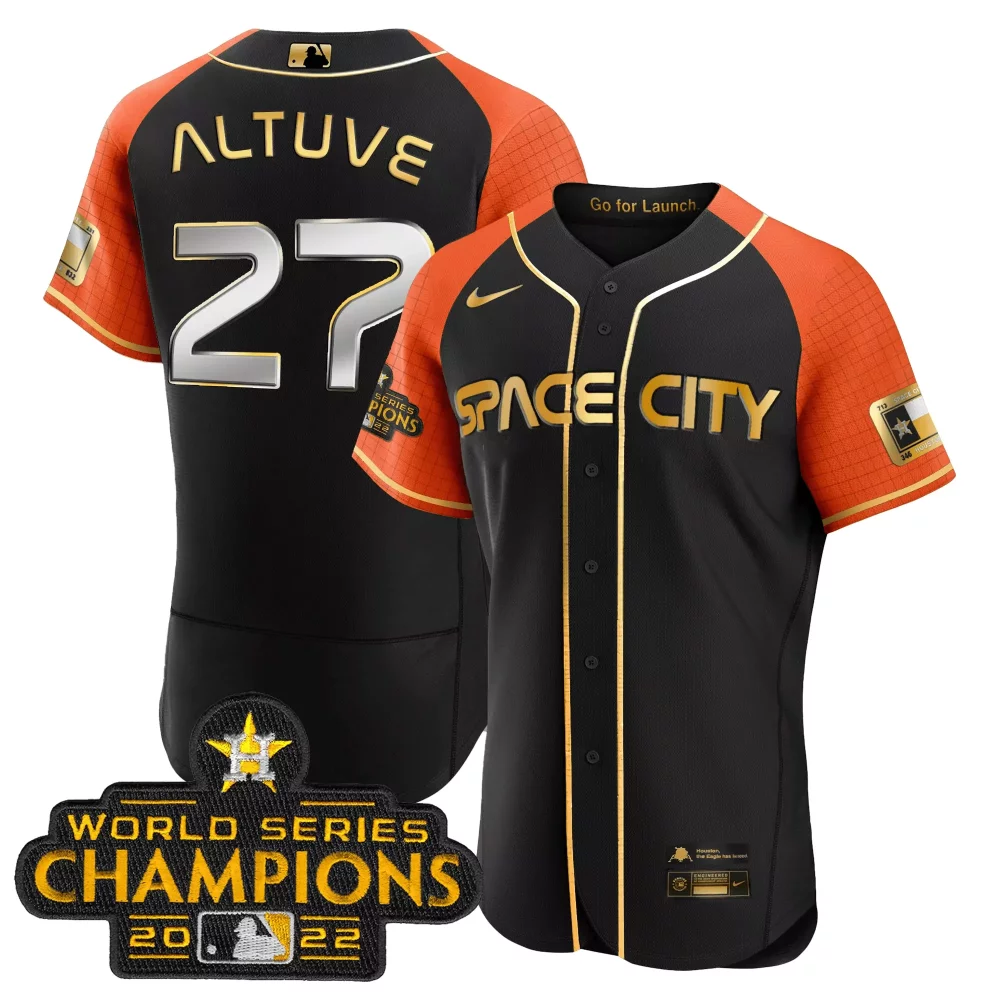 Customizable Alternate jos altuve astros 2023 space city champions flex jersey all stitched