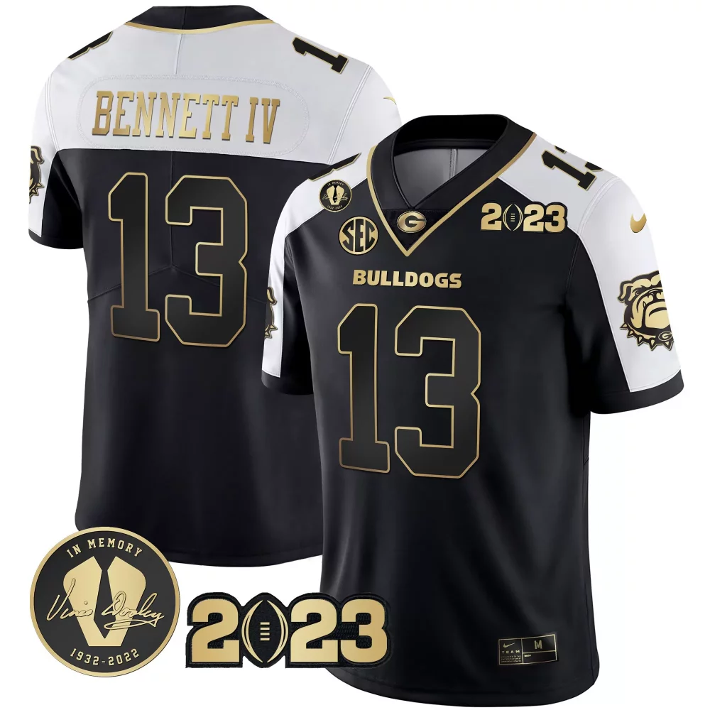 Personalized Alternate stetson bennett georgia bulldogs 2023 champions black red gold jersey all stitched