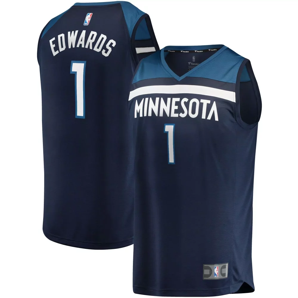Personalized Anthony edwards minnesota timberwolves 2020 nba draft first round pick navy icon edition jersey gift for minnesota timberwolves fans