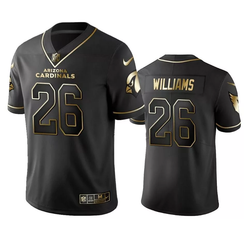 Custom Arizona cardinals 26 on williams black golden edition vapor untouchable limited mens jersey