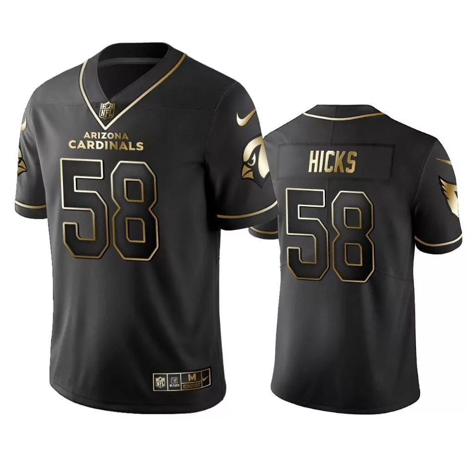 Personalized Arizona cardinals 58 jordan hicks black golden edition vapor untouchable limited mens jersey
