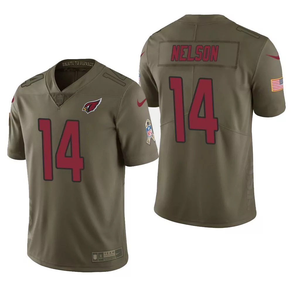 Personalized Arizona cardinals jj nelson salute to service limited olive mens jersey