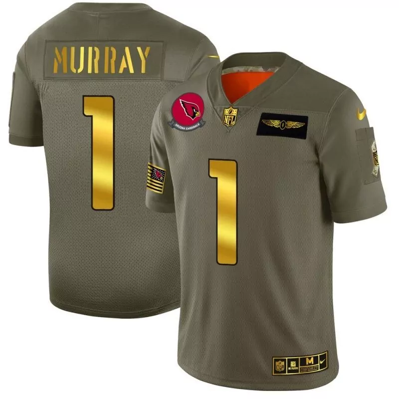 Customizable Arizona cardinals kyler murray 1 2019 gold salute to service olive jersey 0