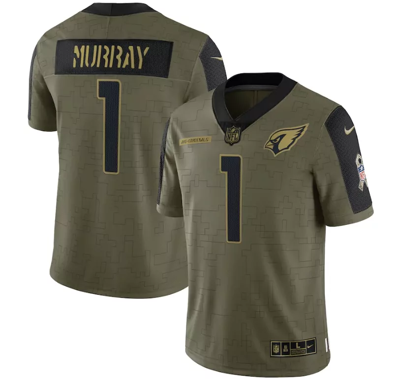 Personalized Arizona cardinals kyler murray 1 nfl olive 2021 salute to service retired player men jersey for cardinals fans