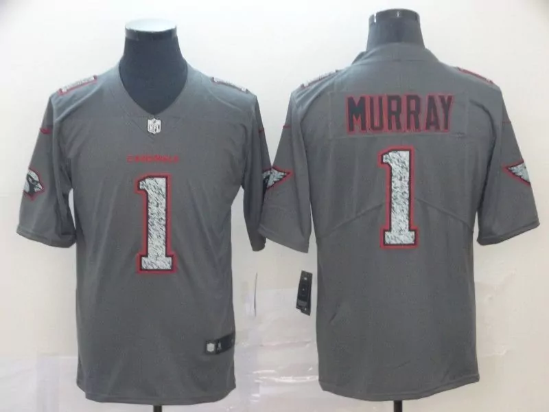Custom Arizona cardinals kyler murray 1 white noise limited edition grey jersey 0