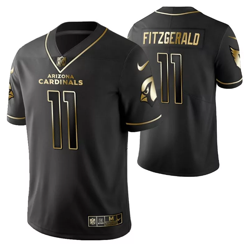 Personalized Arizona cardinals larry fitzgerald 11 2021 nfl golden edition black jersey gift for cardinals fans 0