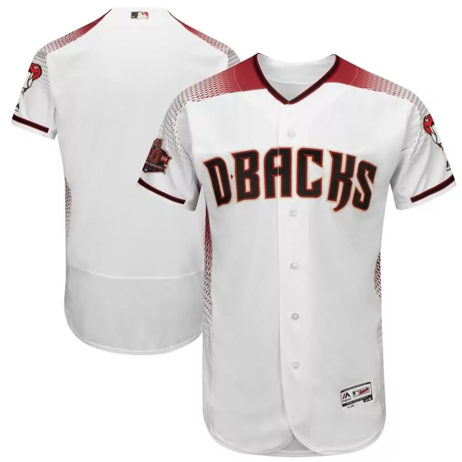 Custom Arizona diamondbacks majestic home 20th anniversary on field patch flex base team jersey whitesedona red