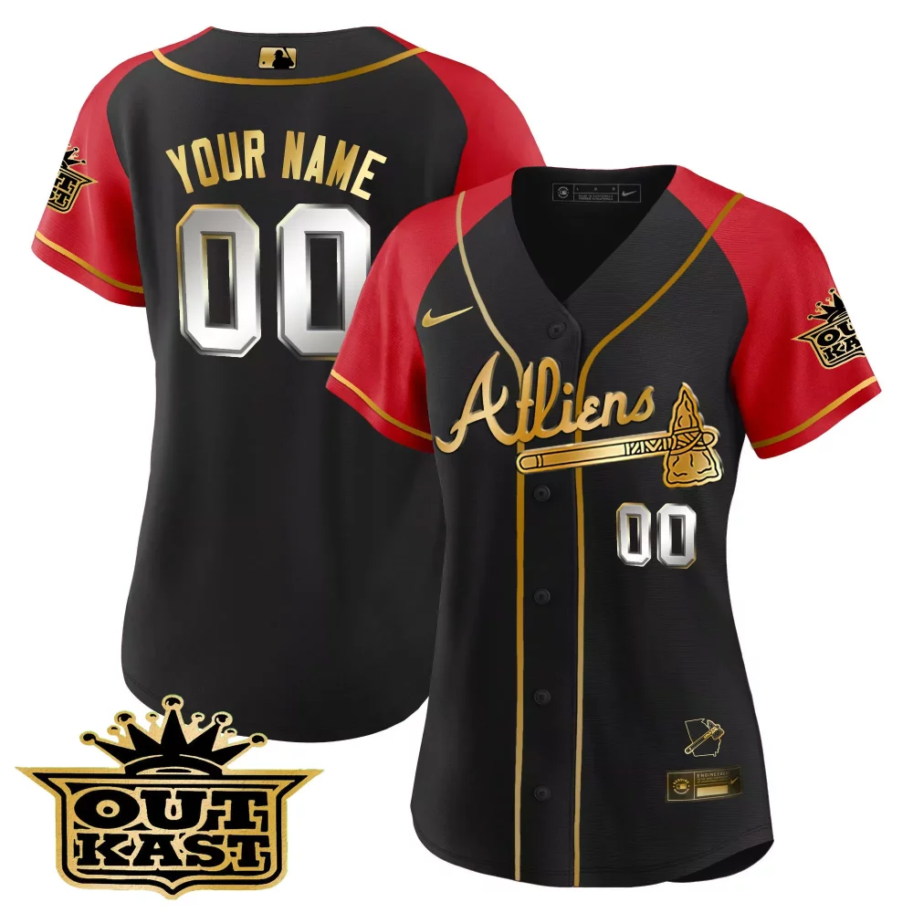 Customizable Atlanta braves atliens gold alternate cool base custom jersey all stitched