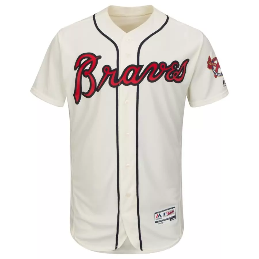 Custom Atlanta braves majestic alternate flex base collection team jersey ivory