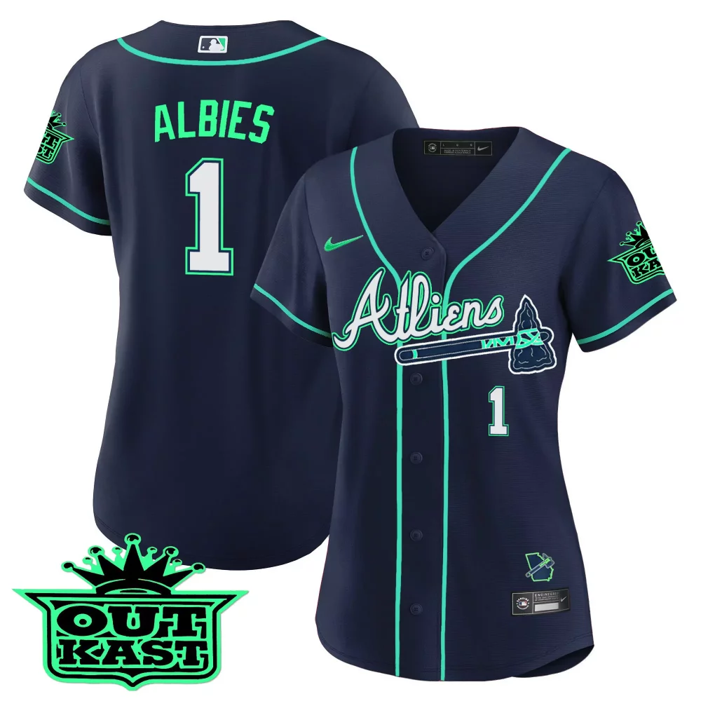 Personalized Atliens ozzie albies atlanta braves atliens baseball jersey galaxy version stitched