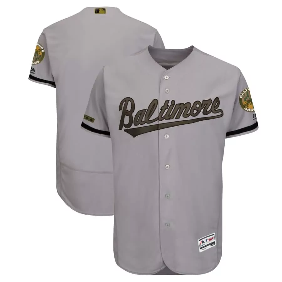 Custom Baltimore orioles majestic 2018 memorial day collection flex base team jersey gray