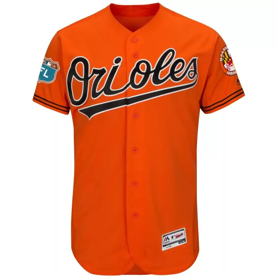 Personalized Baltimore orioles majestic alternate 2016 spring training flex base collection team jersey orange