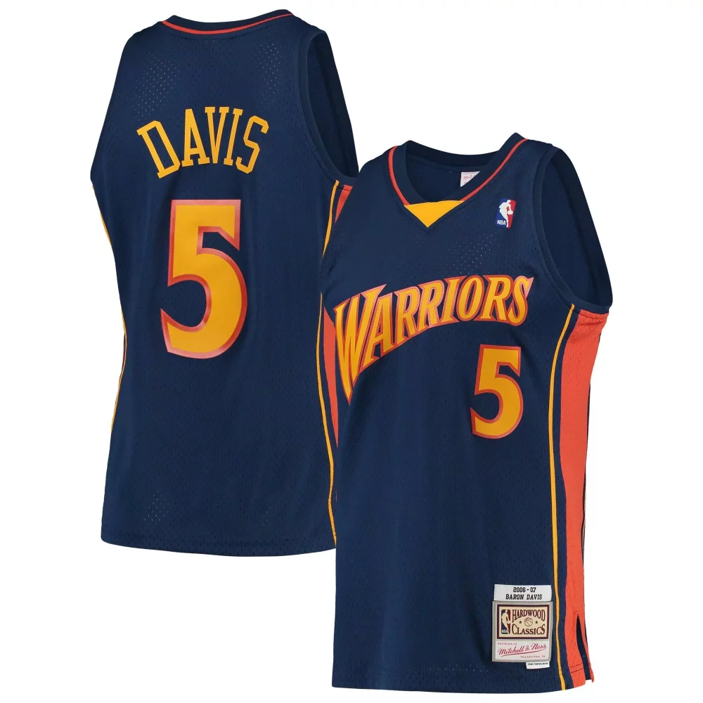 Personalized Baron davis golden state warriors 200607 hardwood classics player navy jersey gift for golden state warriors fans
