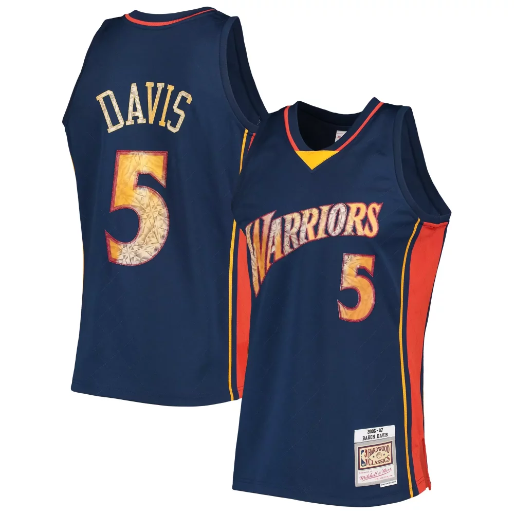 Customizable Baron davis golden state warriors mitchell amp ness 1996 97 hardwood classics nba 75th anniversary diamond swingman jersey royal