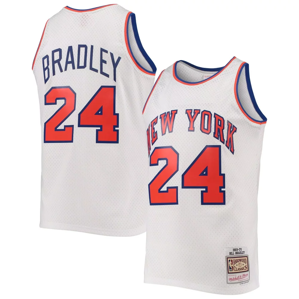 Custom Bill bradley new york knicks hardwood classics white jersey gift for new york knicks fans