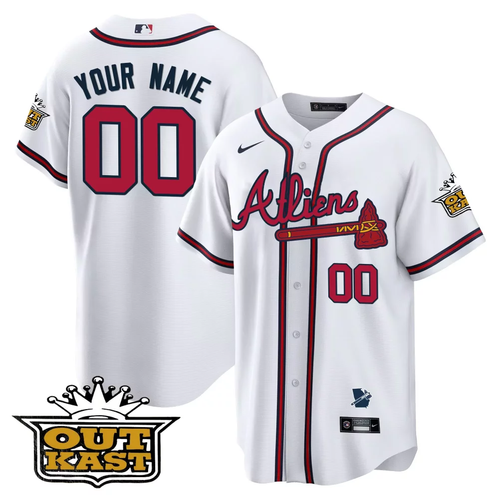 Personalized Black gold atlanta braves atliens cool base custom jersey v2 all stitched