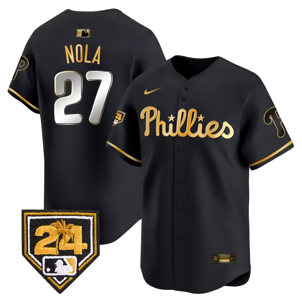 Custom Black gold bryce harper phillies 2024 spring training patch vapor premier limited jersey all stitched