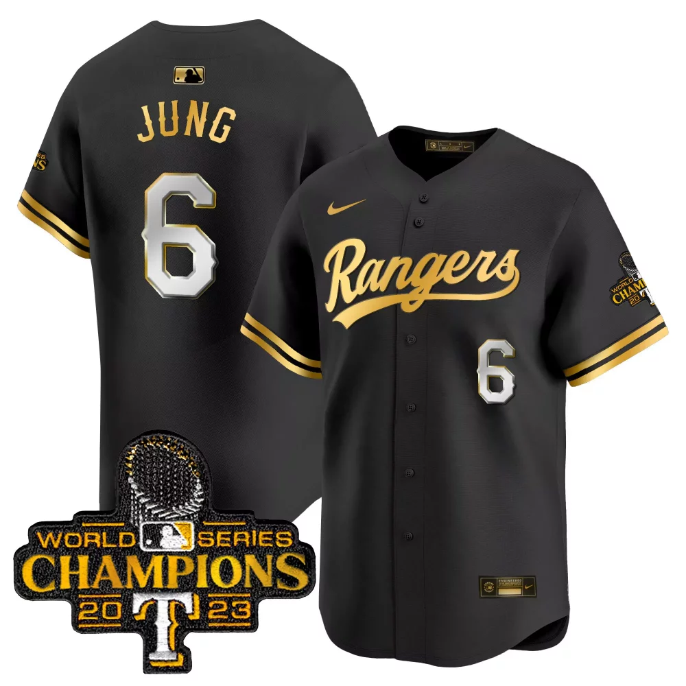 Customizable Black gold nathaniel lowe texas rangers 2023 world series champions gold trim vapor premier limited jersey all stitched
