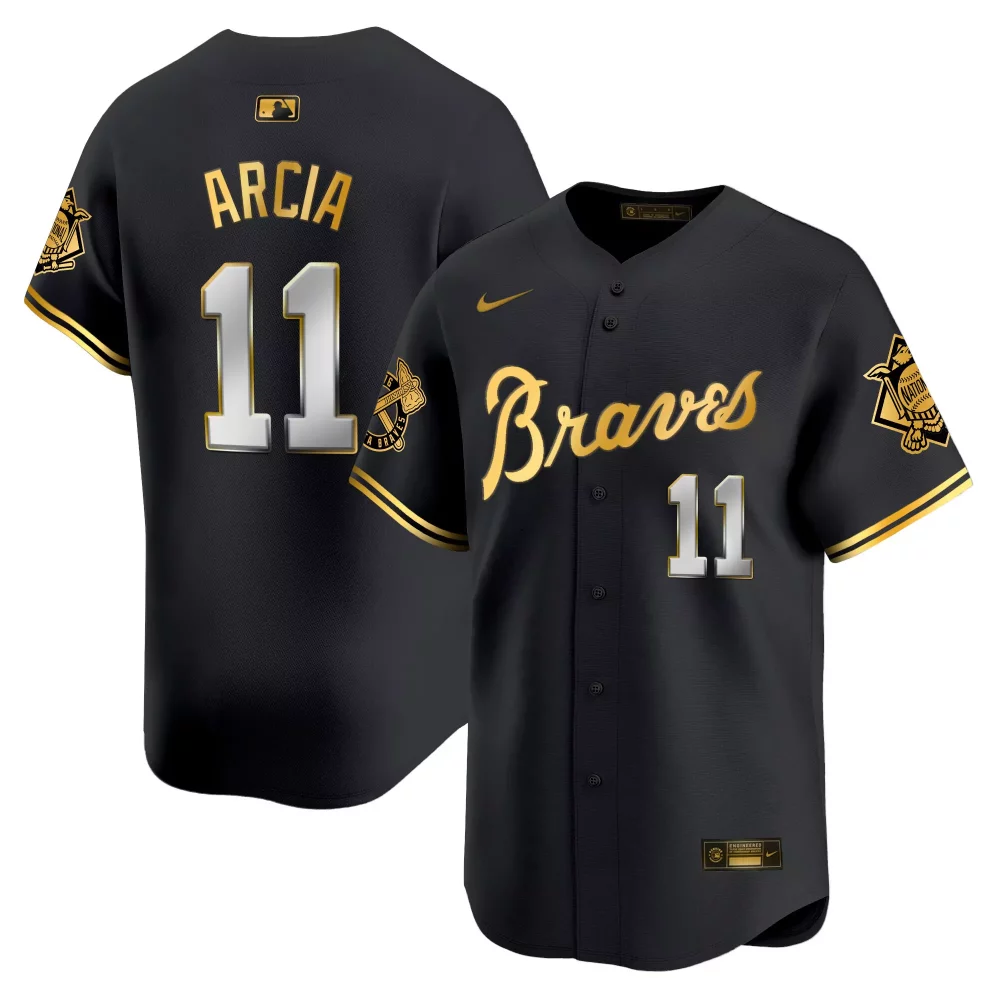 Customizable Black gold ronald acuna jr atlanta braves peaches n cream vapor premier limited jersey all stitched