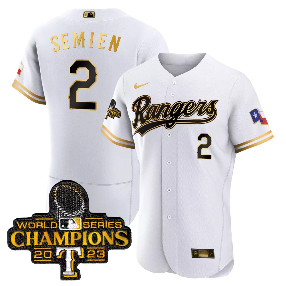 Personalized Black gold team texas rangers 2023 world series champions flex base jersey v3 all stitched