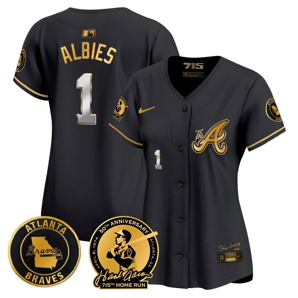 Customizable Black gold travis darnaud atlanta braves hank aaron 715th home run patch vapor premier limited jersey v2 all stitched