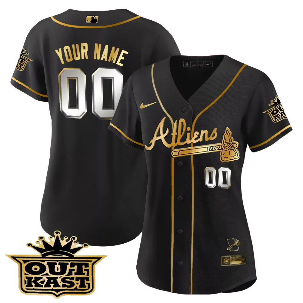 Personalized Black limited atlanta braves atliens cool base custom jersey v2 all stitched