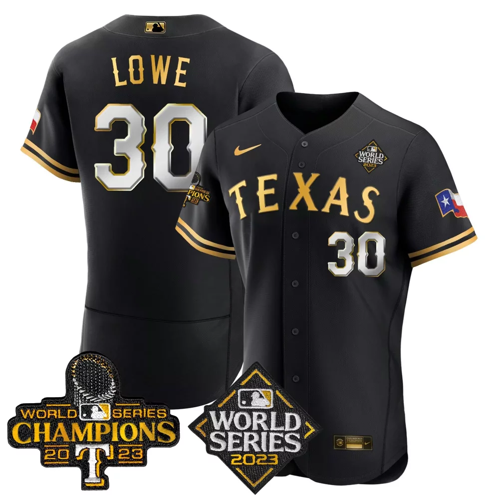 Personalized Black limited nathaniel lowe texas rangers 2023 world series champions flex base jersey v4 all stitched