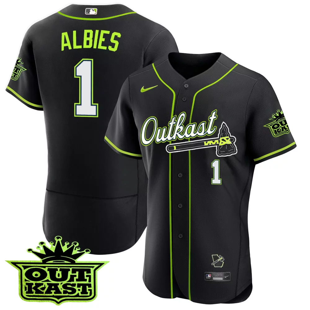Custom Black michael harris ii atlanta braves outkast flex base jersey all stitched