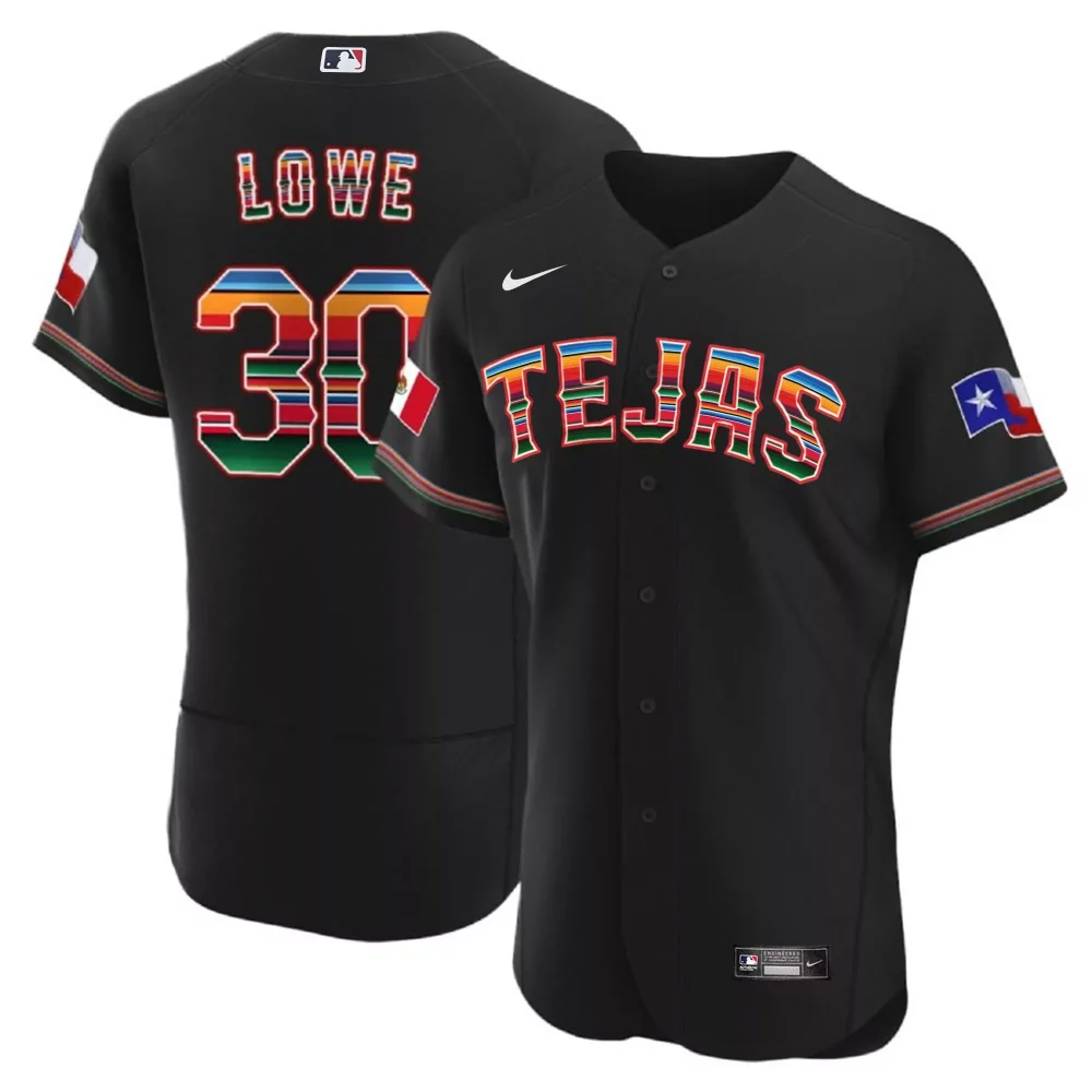 Custom Black nathaniel lowe texas rangers mexican flex base jersey all stitched