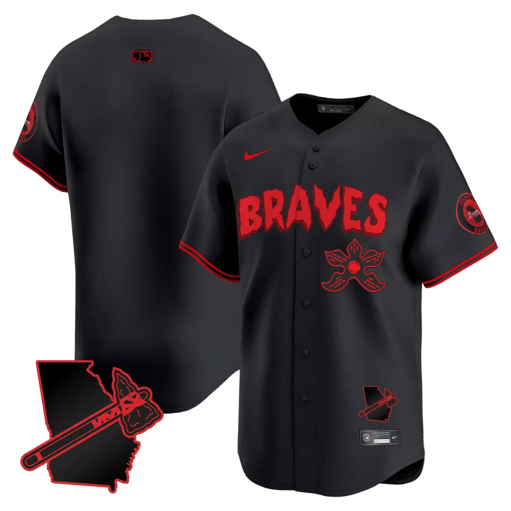 Personalized Black ozzie albies atlanta braves stranger things vapor premier limited jersey all stitched