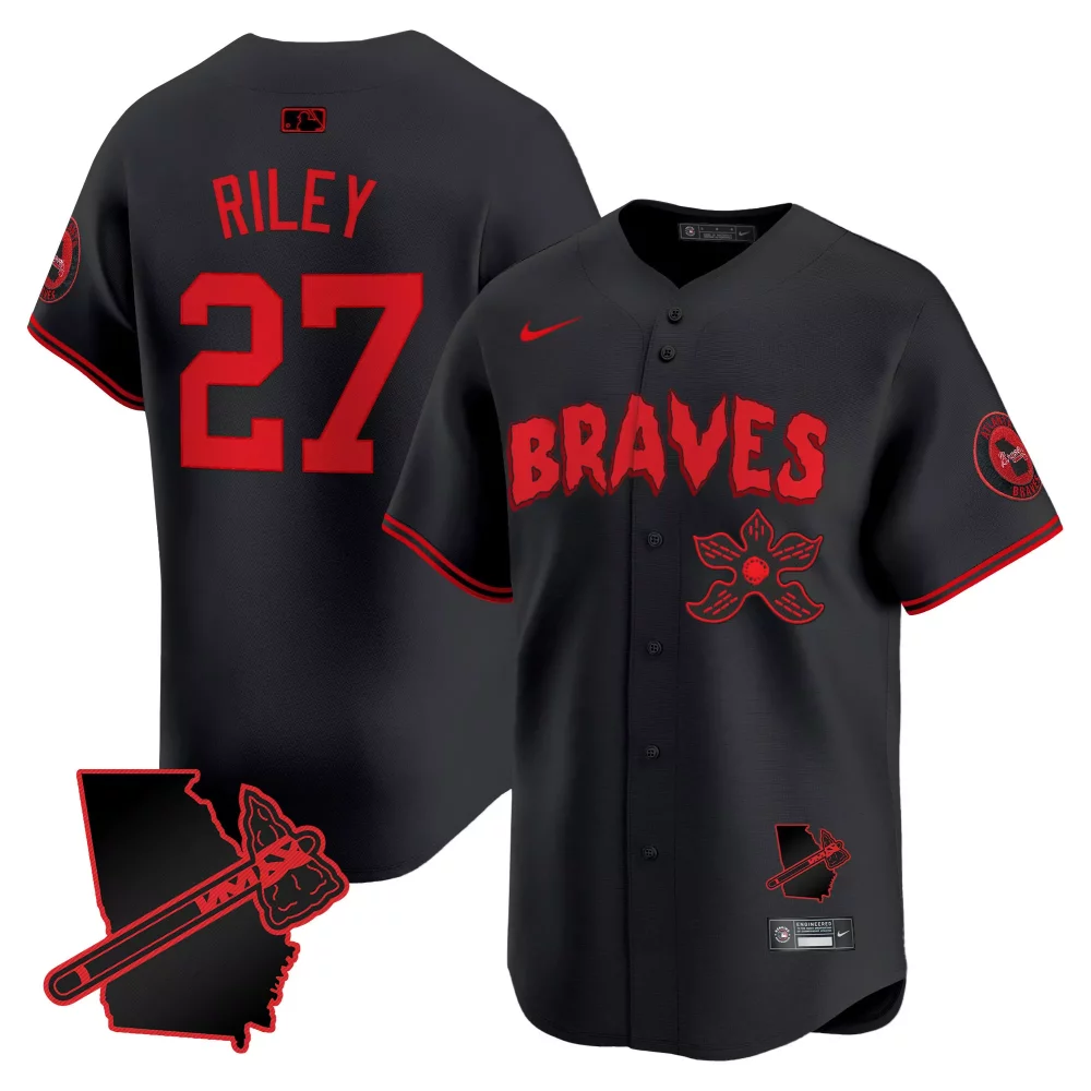 Personalized Black ronald acuna jr atlanta braves stranger things vapor premier limited jersey all stitched