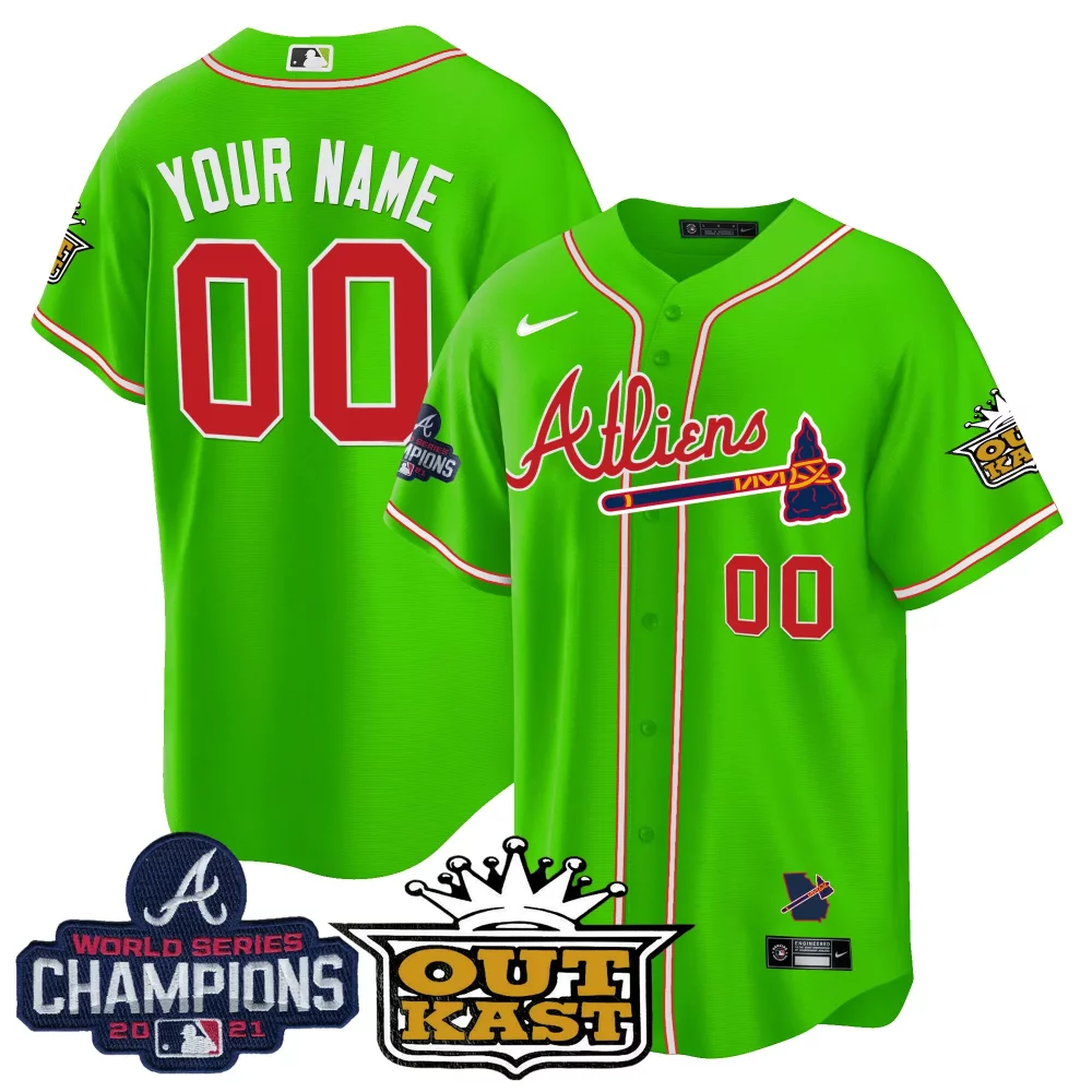 Customizable Black team atlanta braves atliens champions flex base jersey all stitched