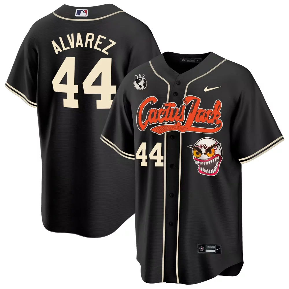 Custom Black yordan lvarez houston astros cactus jack cool base jersey stitched