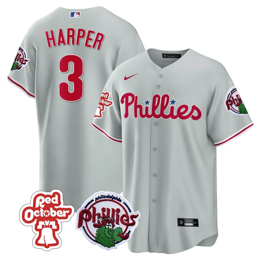 Personalized Blue trea turner philadelphia phillies red october patch cool base jersey all stitched