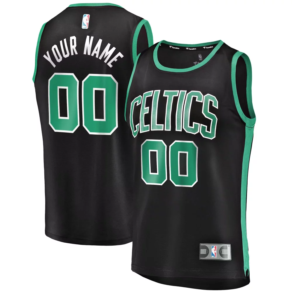 Custom Boston celtics fanatics ed fast break custom replica jersey black statement edition