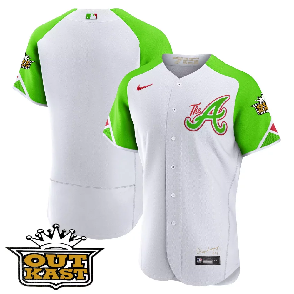 Custom Bright green matt olson atlanta braves atliens city connect flex base jersey all stitched