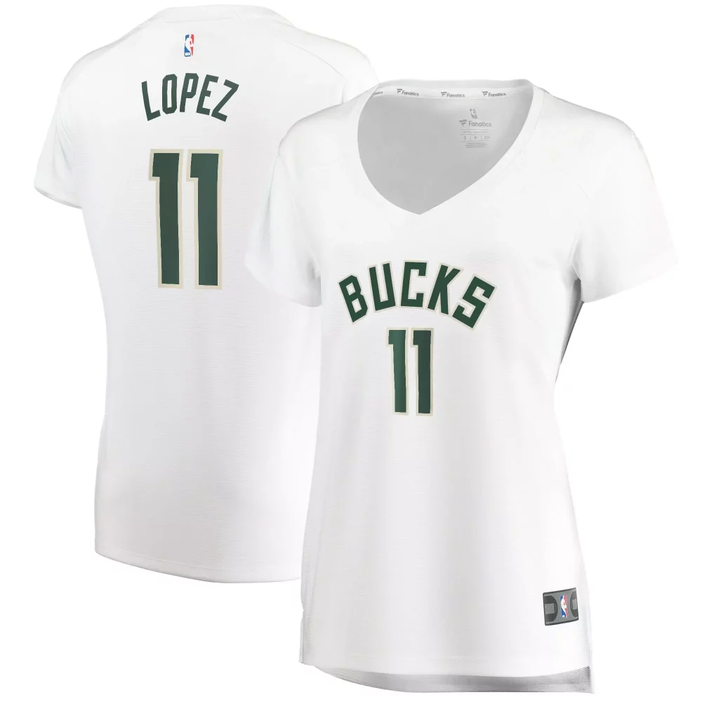 Personalized Brook lopez milwaukee bucks womens player association edition white jersey gift for milwaukee bucks fans