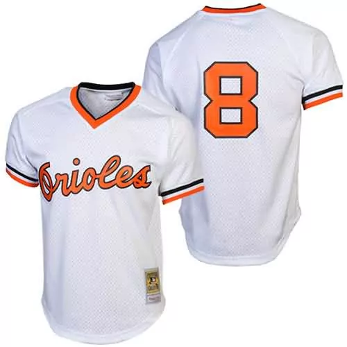 Customizable Cal ripken jr baltimore orioles mitchell ness 1985 cooperstown collection mesh batting practice jersey white