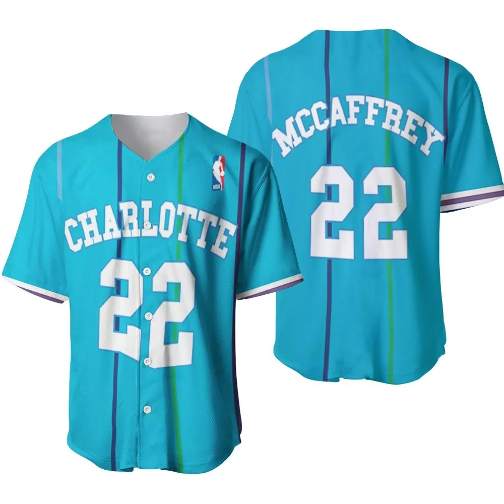 Customizable Charlotte hornets christian mccaffrey 22 nba mitchell ness hardwood classics swingman teal 2019 jersey style gift for hornets fans baseball jersey