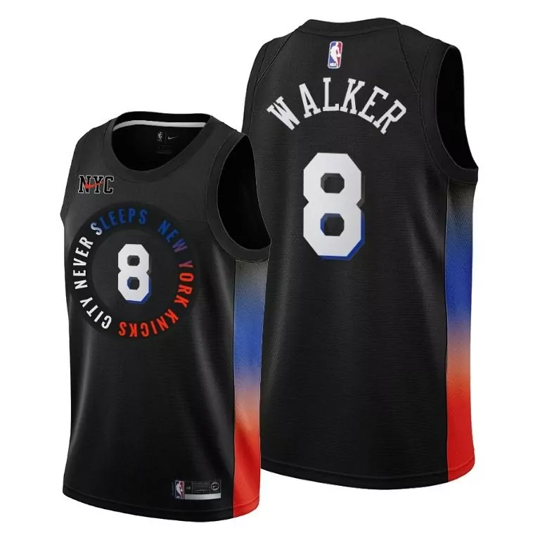 Personalized City never sleeps new york knicks kemba walker 8 nba city edition black jersey gift for knicks fans