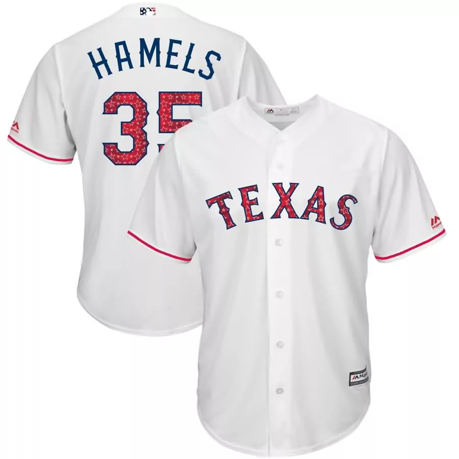 Personalized Cole hamels texas rangers majestic 2017 stars stripes cool base player jersey white