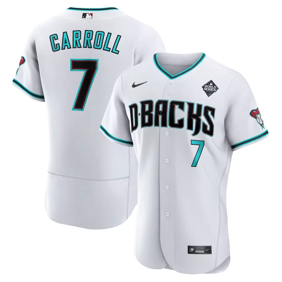 Customizable Corbin carroll arizona diamondbacks 2023 world series patch jersey white all stitched