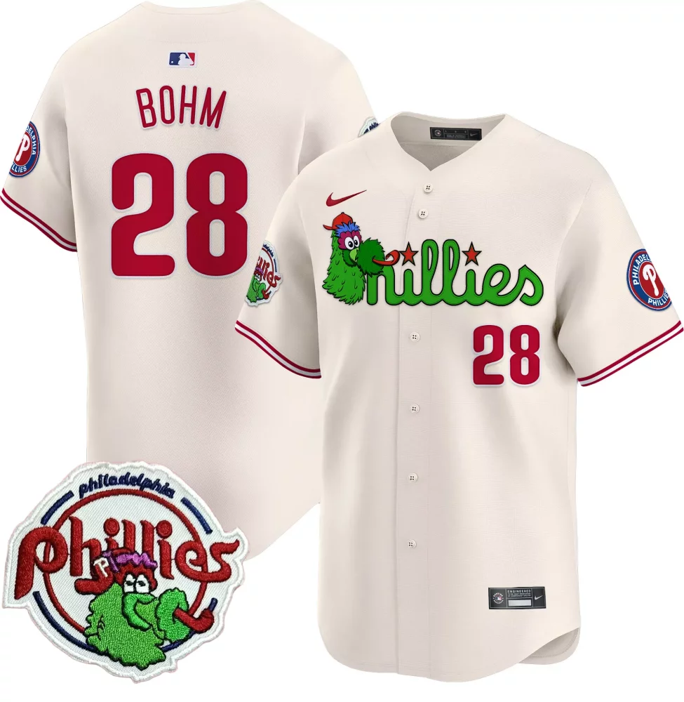 Custom Cream alec bohm phillies phanatic patch vapor premier limited jersey v3 all stitched