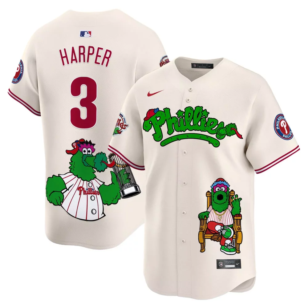 Personalized Cream bryce harper unisex phillies phanatic vapor premier jersey printed