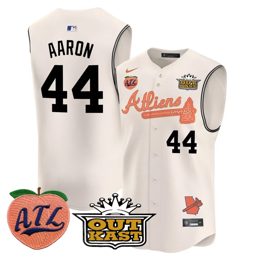 Customizable Cream matt olson atlanta braves atliens peach vapor premier sleeveless jersey all stitched