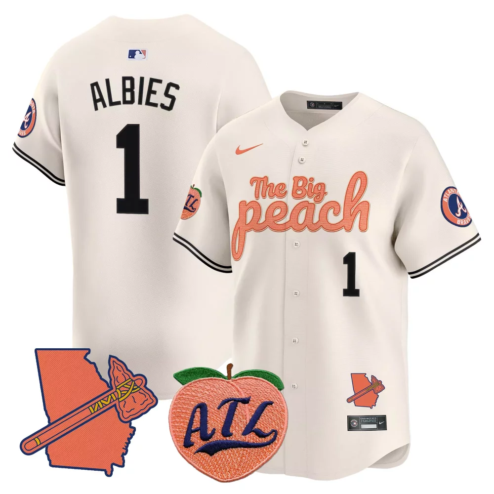 Personalized Cream ozzie albies atlanta braves the big peach vapor premier limited jersey all stitched